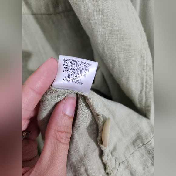 FLAX Linen Jacket Women Small Sage Green Button Front Lagenlook Artsy Minimalist - Picture 11 of 16
